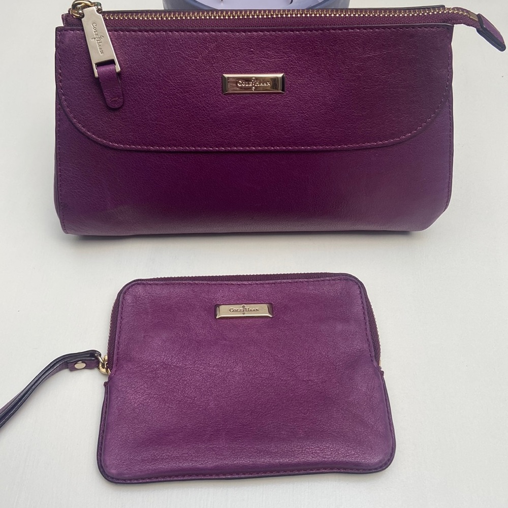 Cole Han Leather Large Cosmetic Bag and Wristlet
